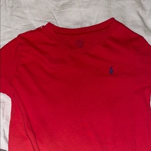 Red long sleeve polo shirt
